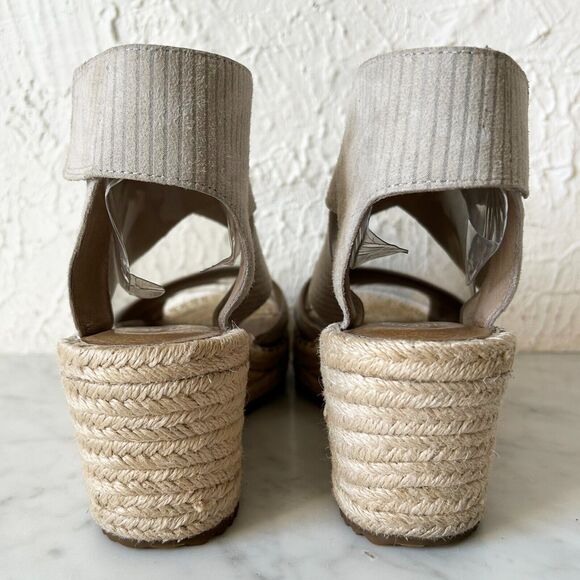Eileen Fisher Grey Suede Platform Wedge Sandals Espadrille - Women's 8.5 - Picture 5 of 9
